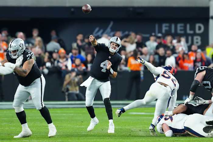 The Las Vegas Raiders will let Aidan O'Connell compete with another quarterback for the starting position next season.